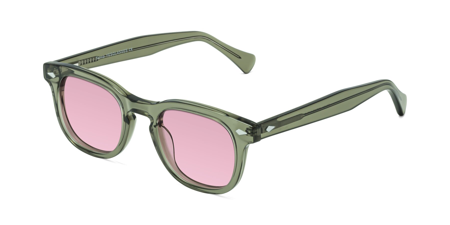 Angle of Tanna in Grayish Green with Light Wine Tinted Lenses