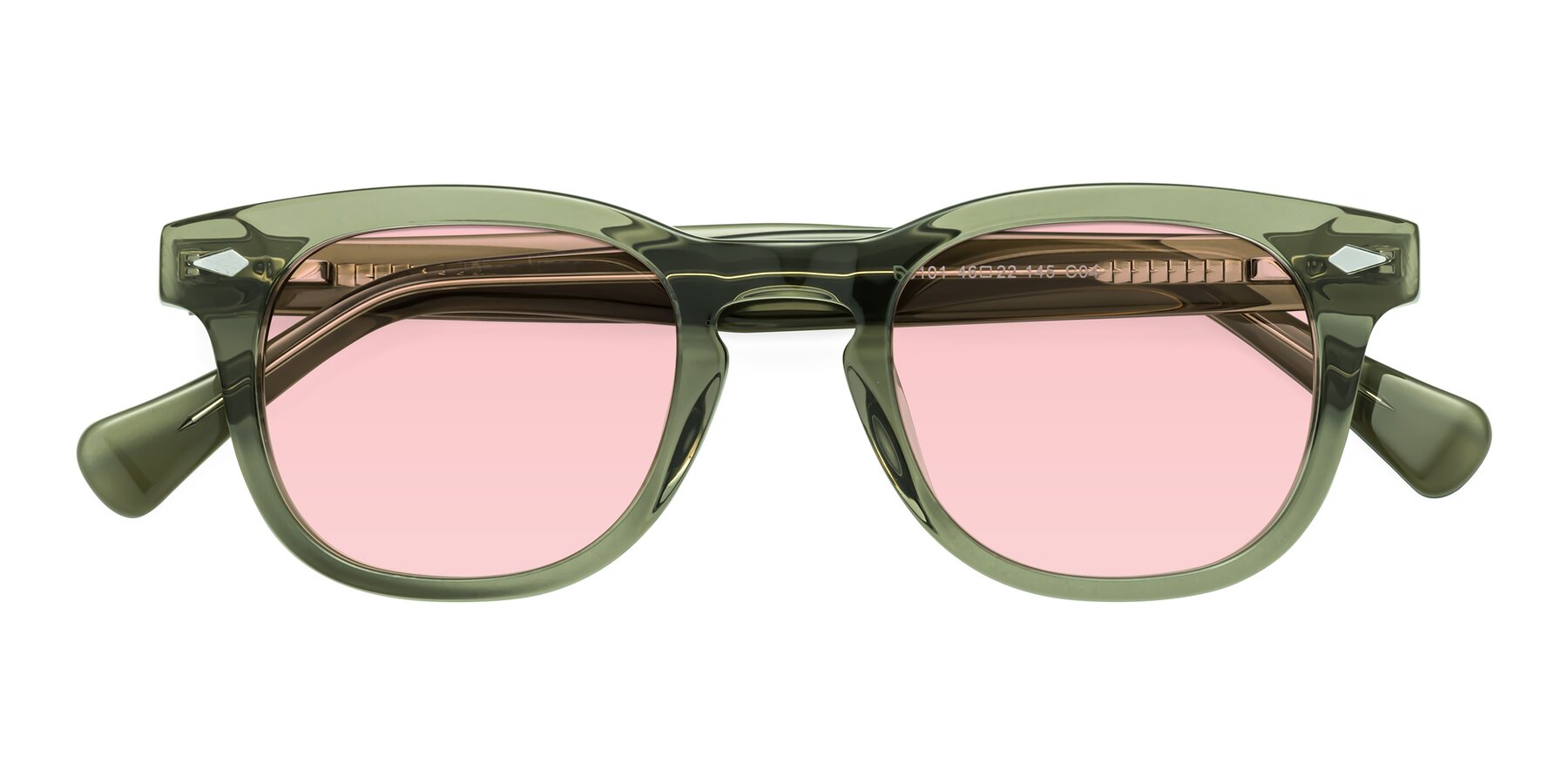 Folded Front of Tanna in Grayish Green with Light Garnet Tinted Lenses