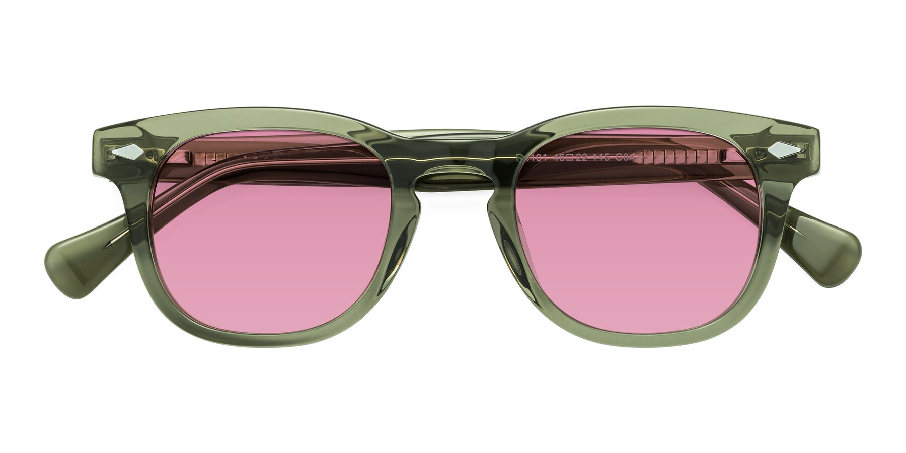 Folded Front of Tanna in Grayish Green with Medium Wine Tinted Lenses