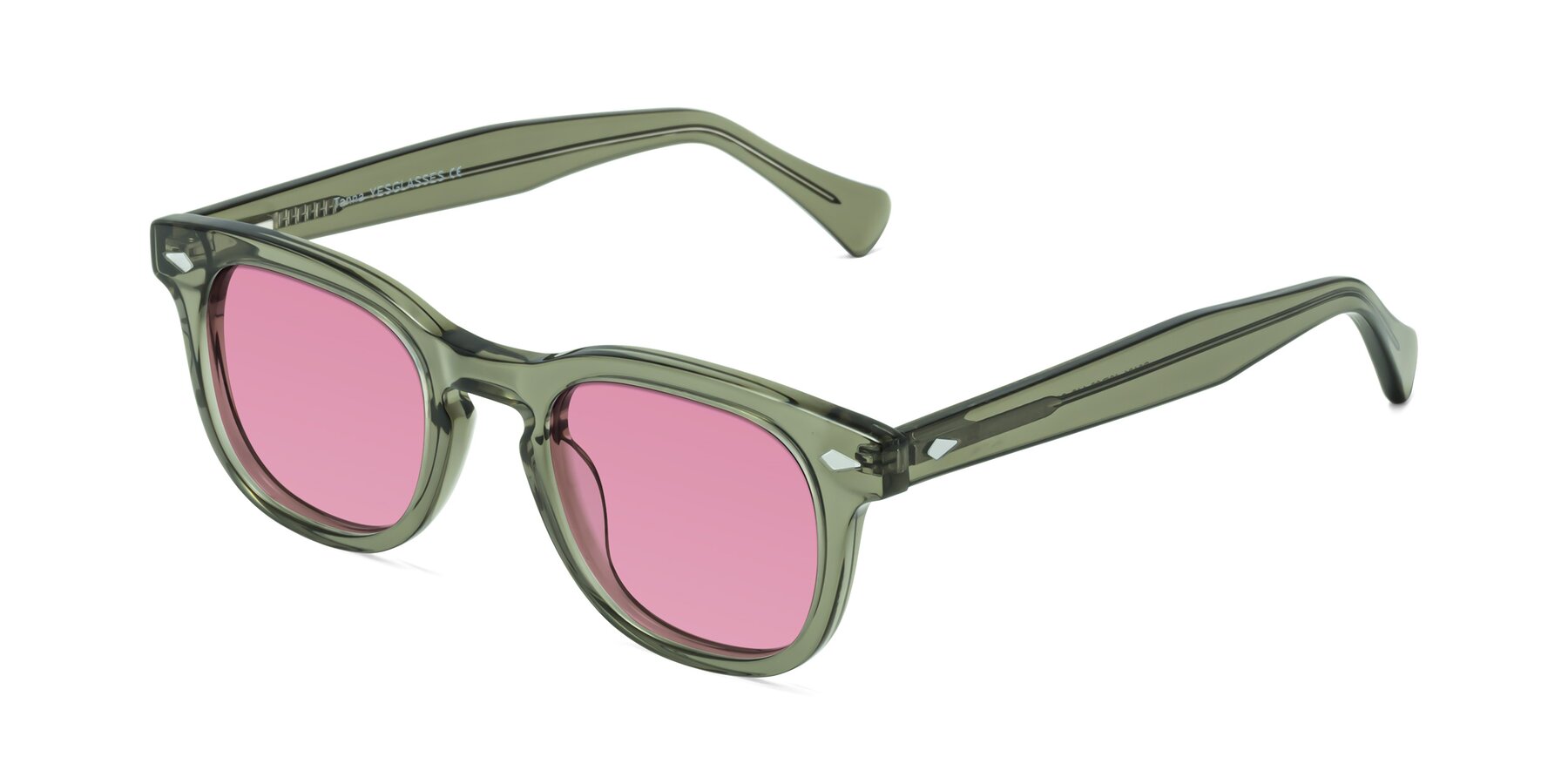 Angle of Tanna in Grayish Green with Medium Wine Tinted Lenses