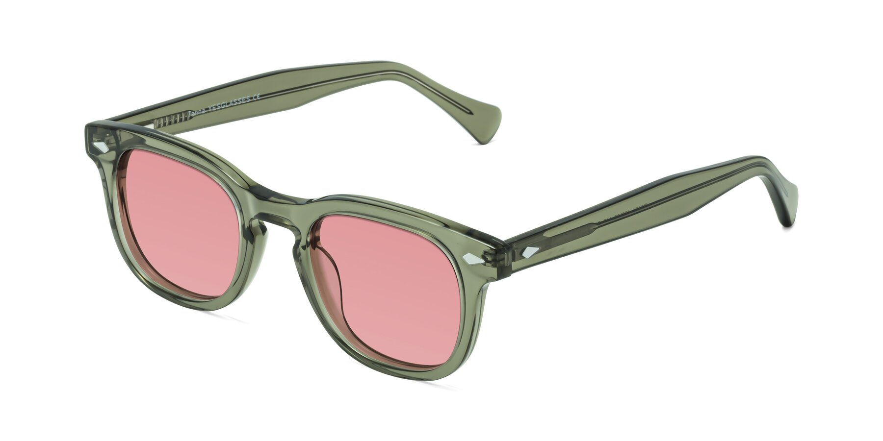 Angle of Tanna in Grayish Green with Medium Garnet Tinted Lenses