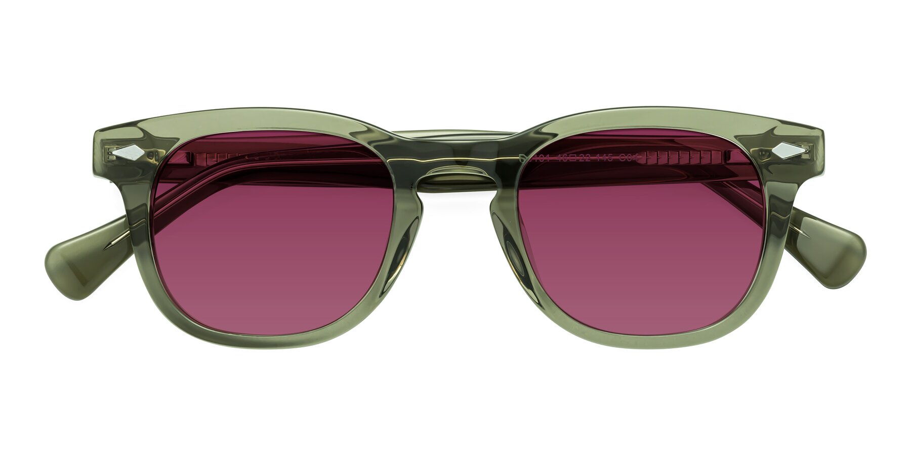 Folded Front of Tanna in Grayish Green with Wine Tinted Lenses