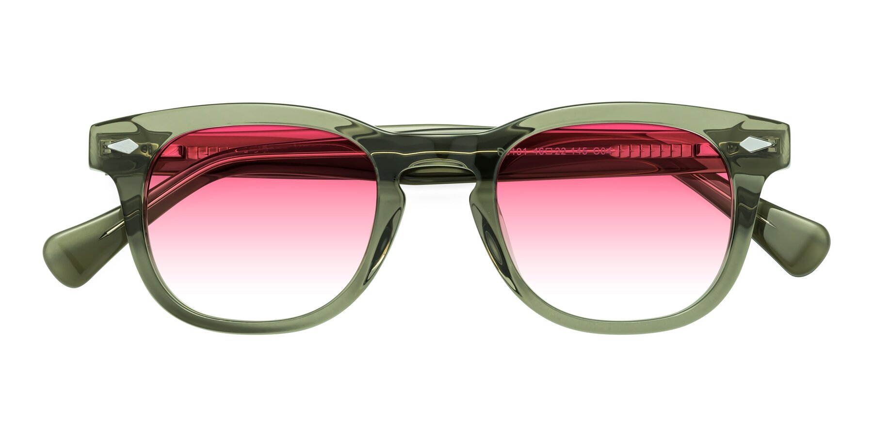 Folded Front of Tanna in Grayish Green with Pink Gradient Lenses