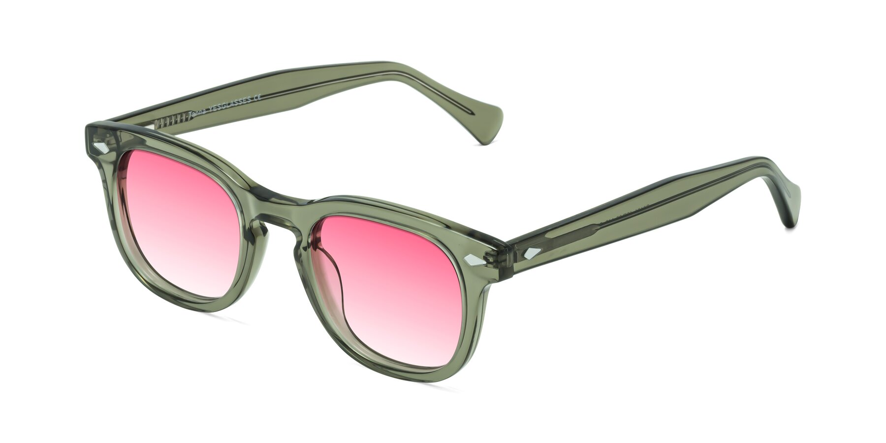 Angle of Tanna in Grayish Green with Pink Gradient Lenses