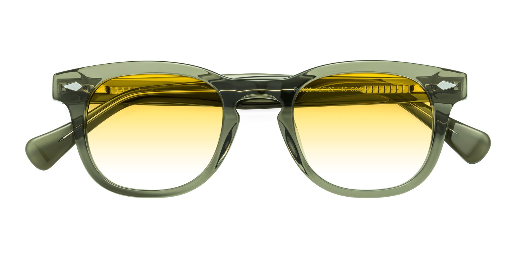 Folded Front of Tanna in Grayish Green with Yellow Gradient Lenses