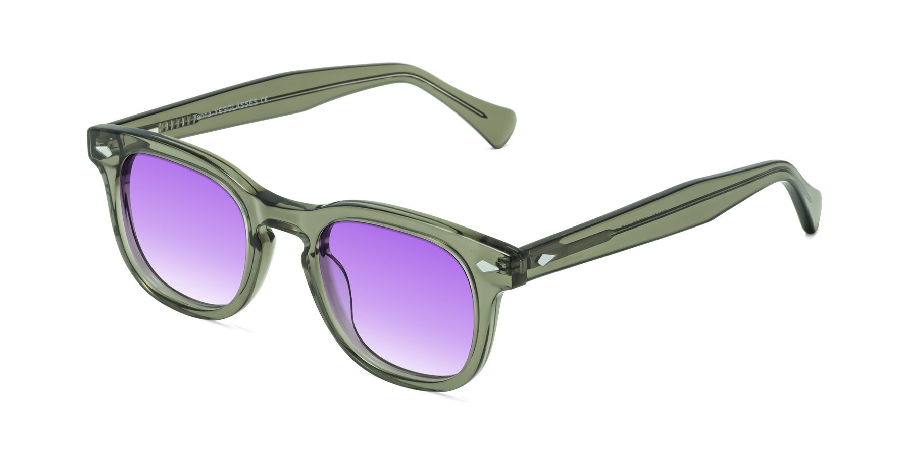 Angle of Tanna in Grayish Green with Purple Gradient Lenses