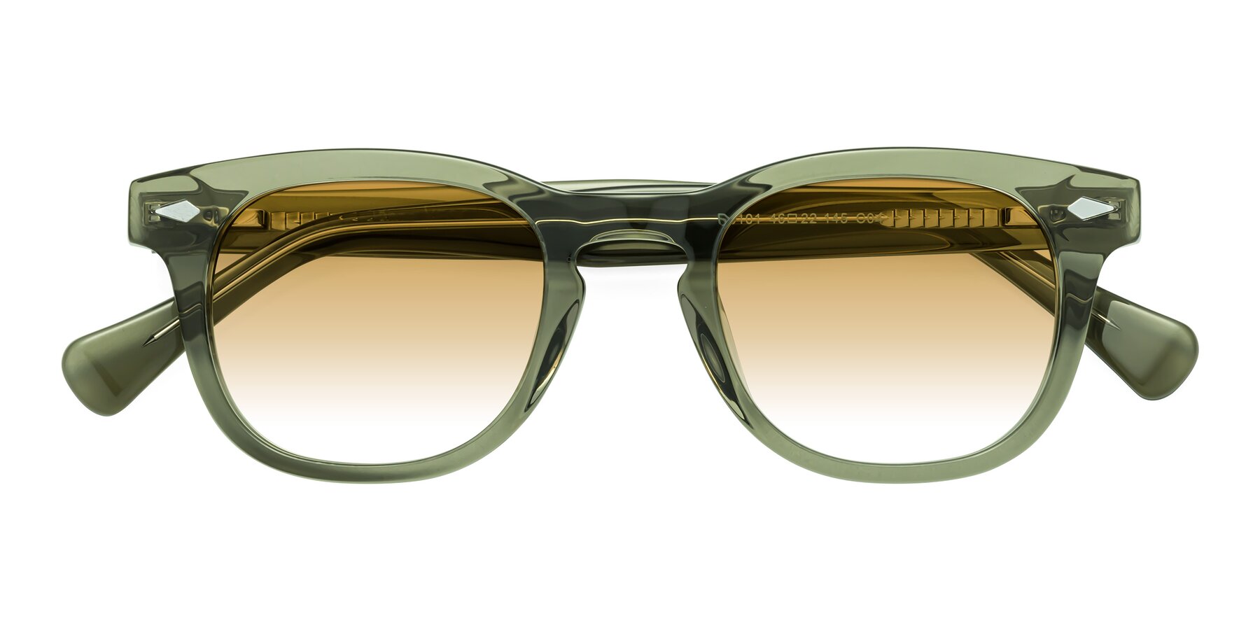 Folded Front of Tanna in Grayish Green with Champagne Gradient Lenses