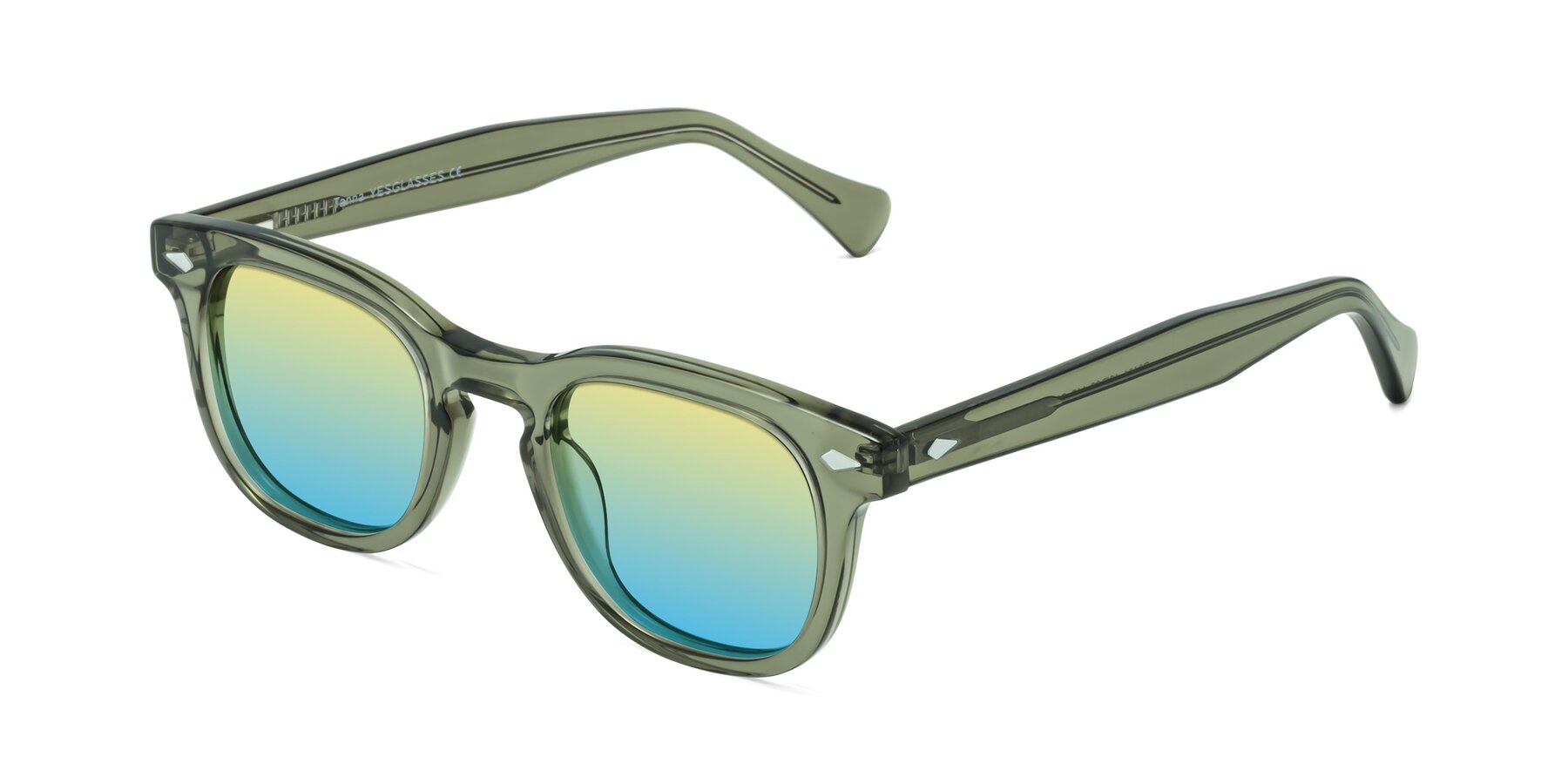 Angle of Tanna in Grayish Green with Yellow / Blue Gradient Lenses