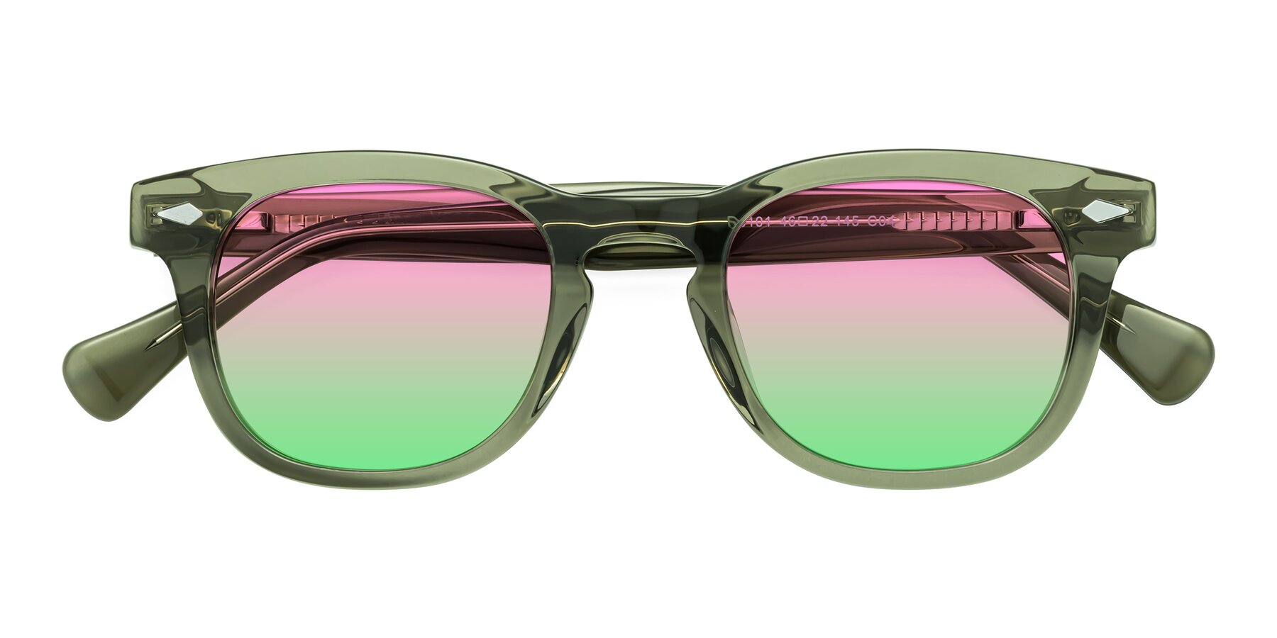 Folded Front of Tanna in Grayish Green with Pink / Green Gradient Lenses