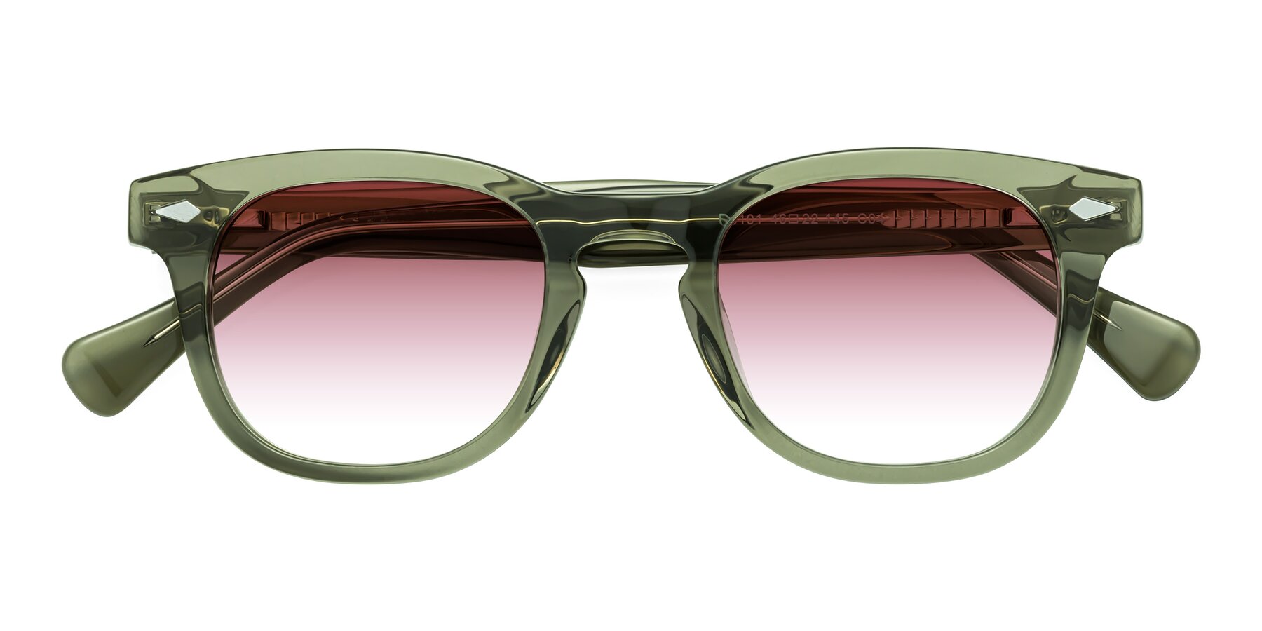 Folded Front of Tanna in Grayish Green with Garnet Gradient Lenses