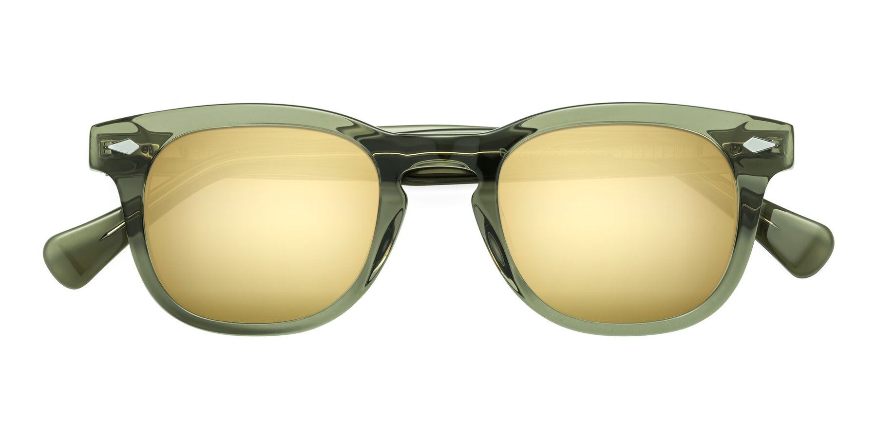 Folded Front of Tanna in Grayish Green with Gold Mirrored Lenses