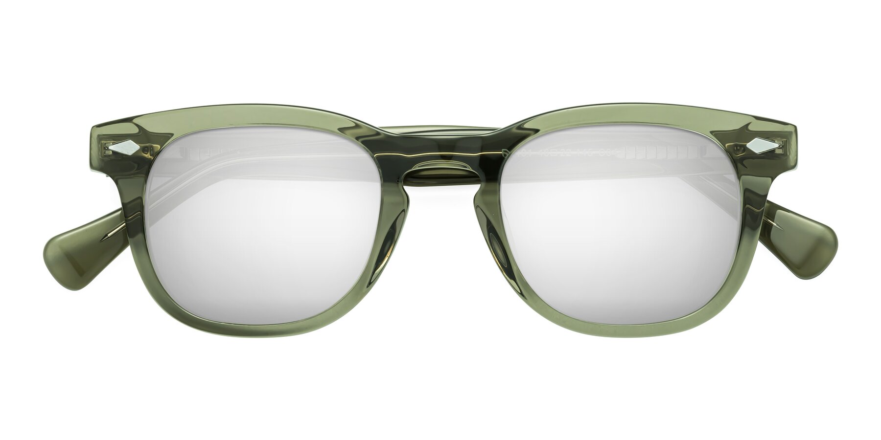 Folded Front of Tanna in Grayish Green with Silver Mirrored Lenses