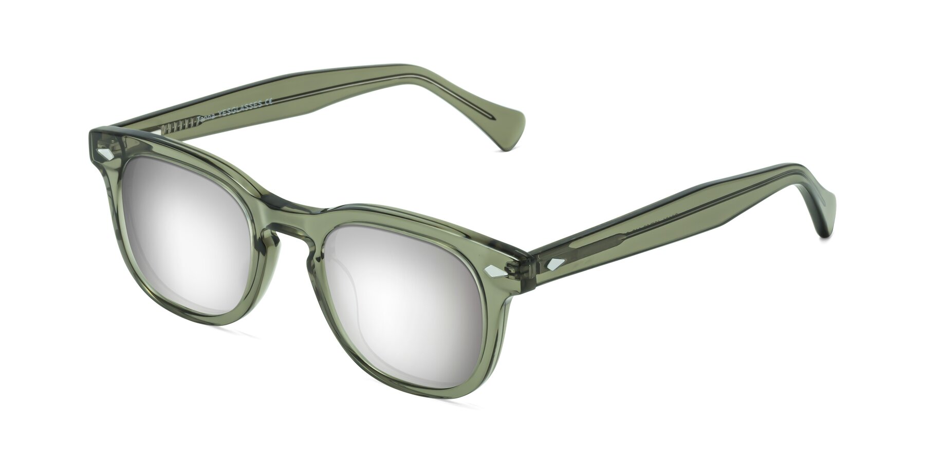 Angle of Tanna in Grayish Green with Silver Mirrored Lenses