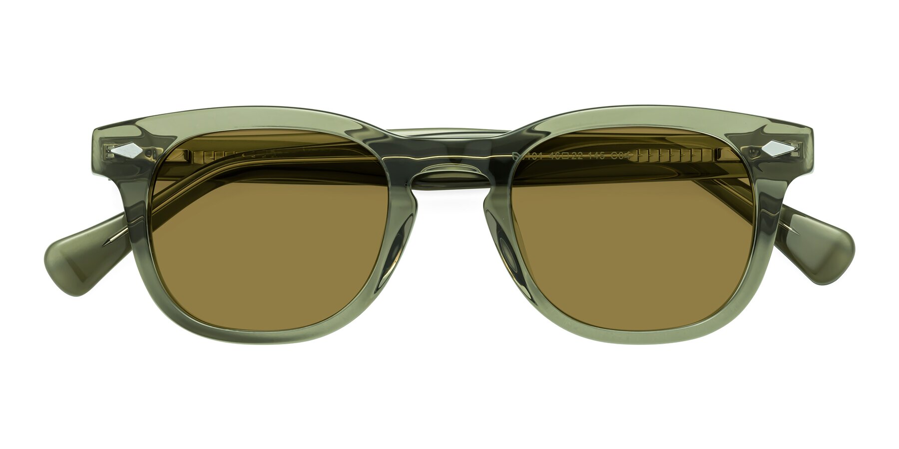 Folded Front of Tanna in Transparent Green with Brown Polarized Lenses