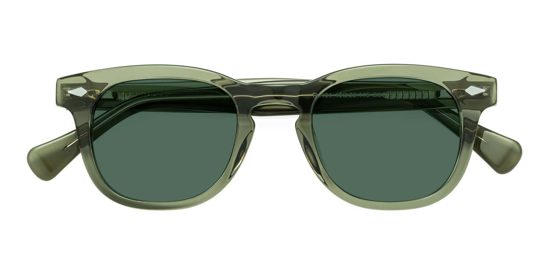 Folded Front of Tanna in Transparent Green with Green Polarized Lenses