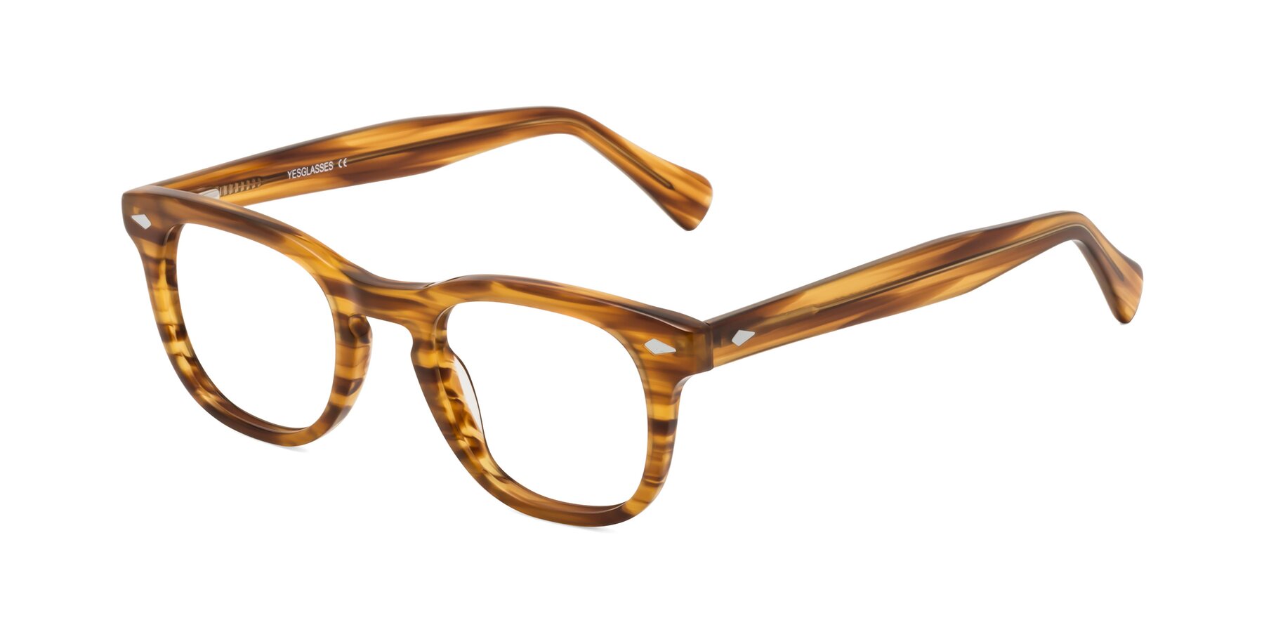 Angle of Tanna in Amber Striped with Clear Eyeglass Lenses