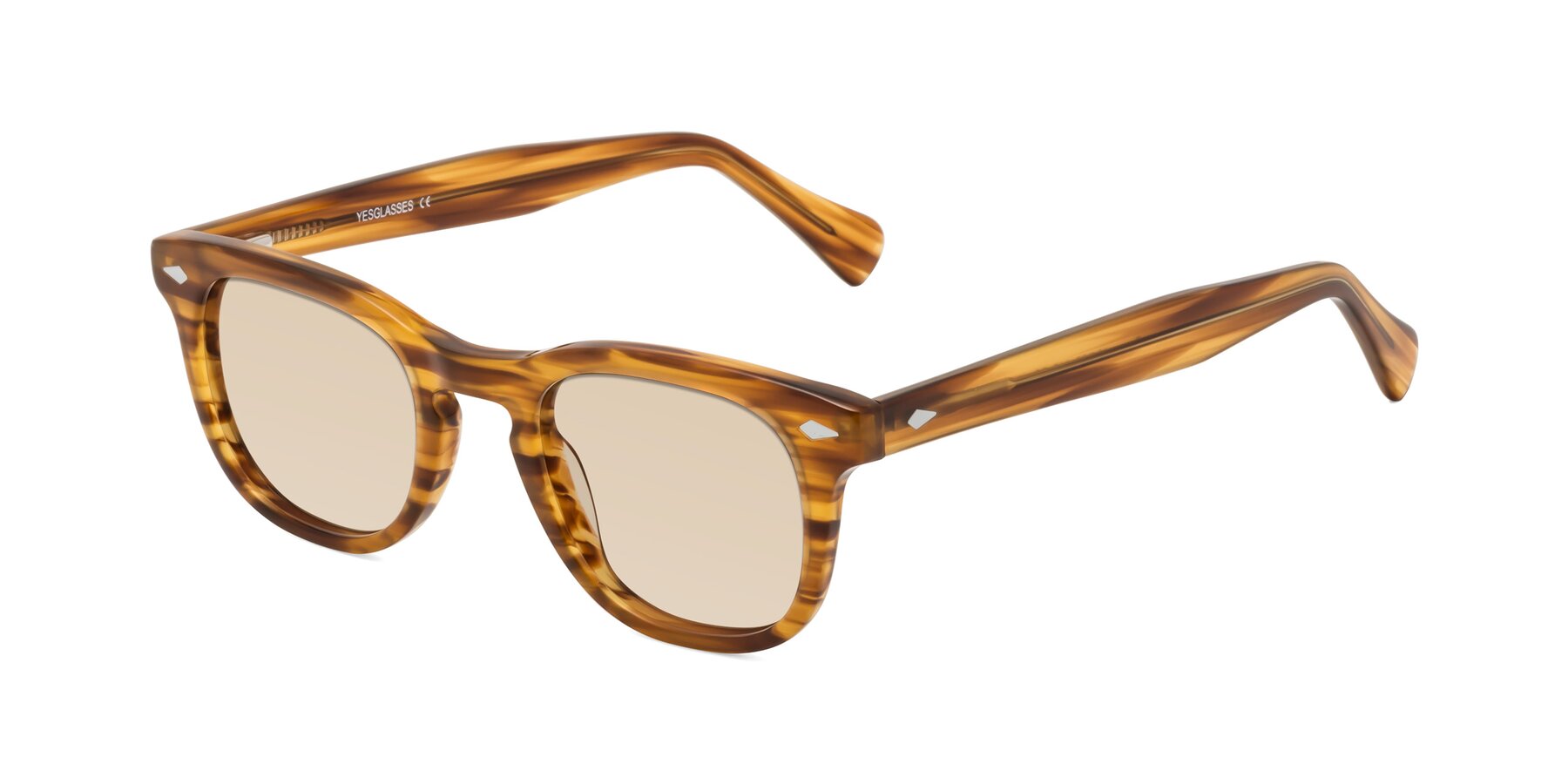 Angle of Tanna in Amber Striped with Light Brown Tinted Lenses