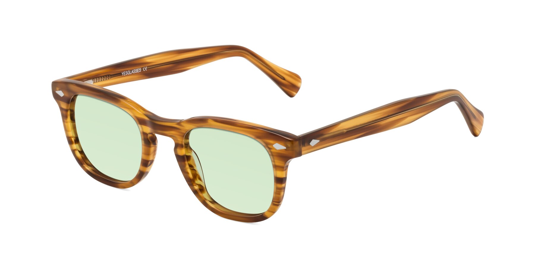 Angle of Tanna in Amber Striped with Light Green Tinted Lenses