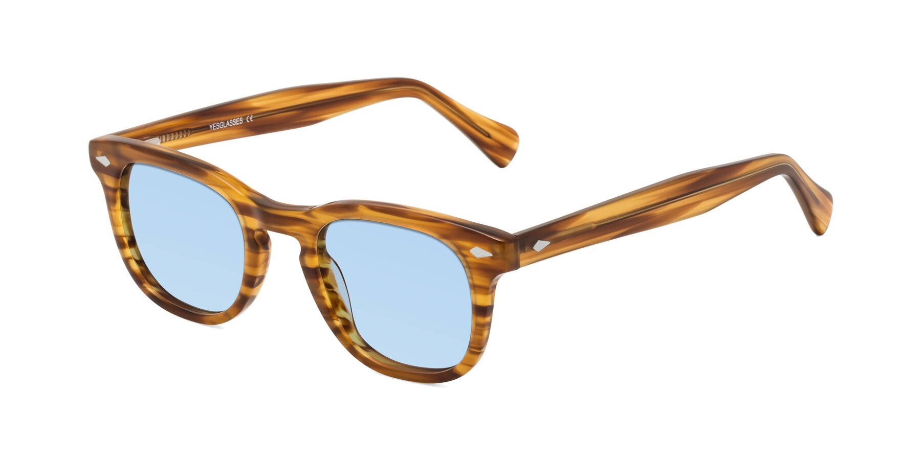 Angle of Tanna in Amber Striped with Light Blue Tinted Lenses