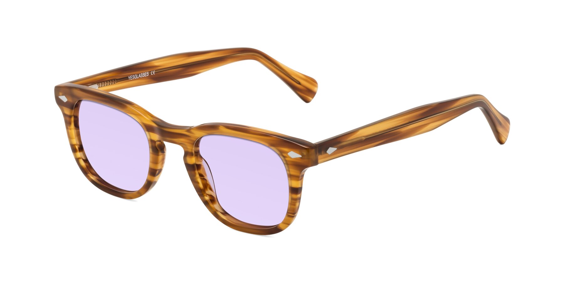 Angle of Tanna in Amber Striped with Light Purple Tinted Lenses