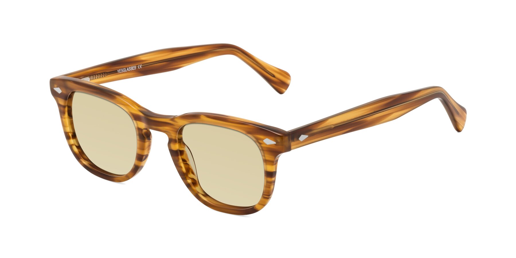 Angle of Tanna in Amber Striped with Light Champagne Tinted Lenses
