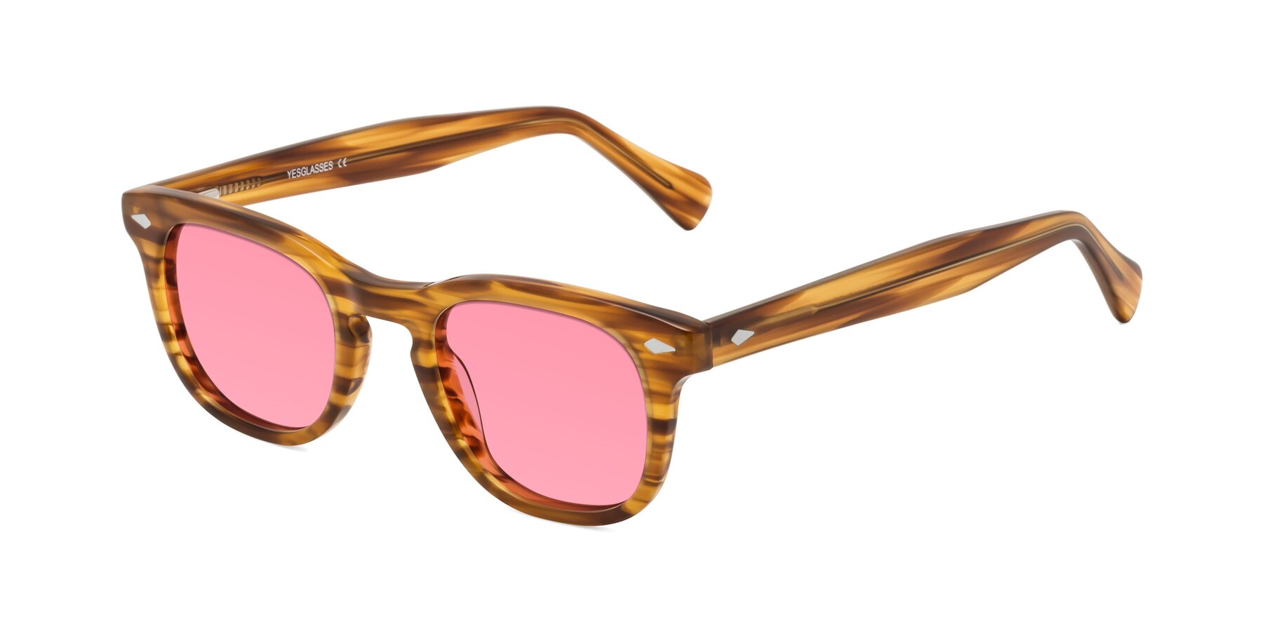 Angle of Tanna in Amber Striped with Pink Tinted Lenses