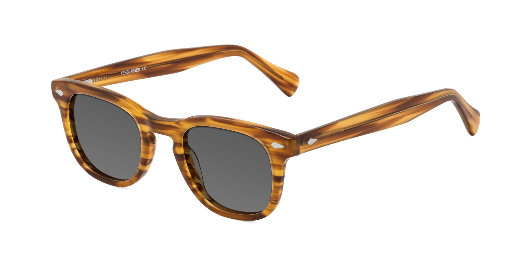 Angle of Tanna in Amber Striped with Medium Gray Tinted Lenses