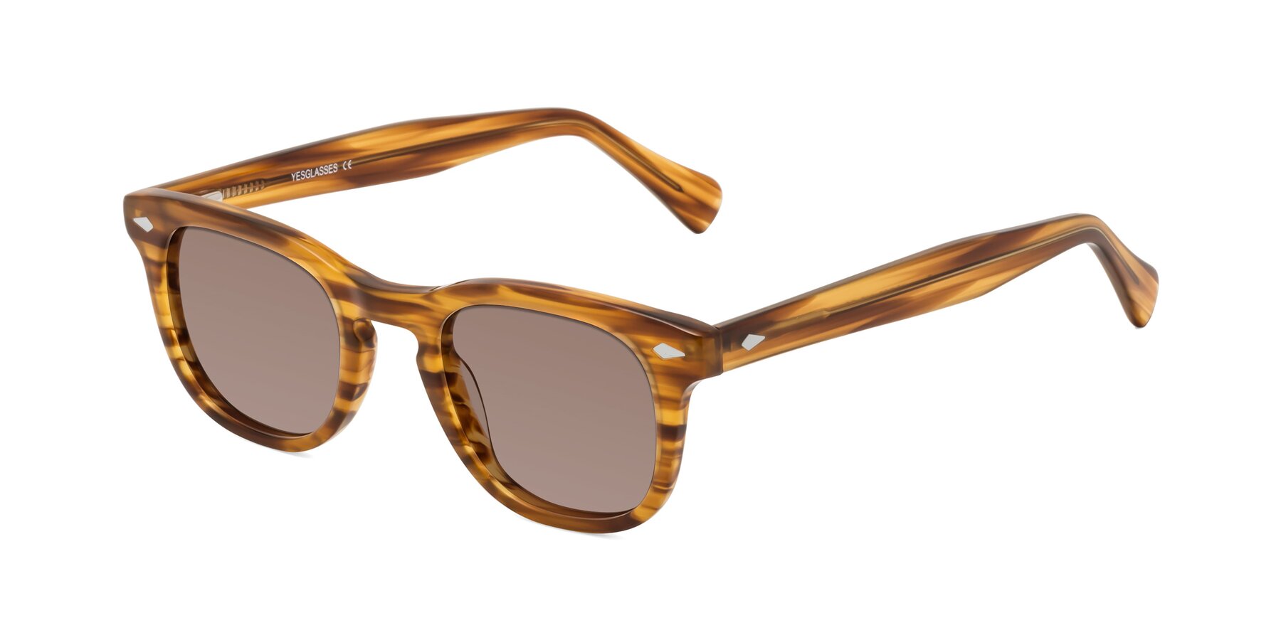 Angle of Tanna in Amber Striped with Medium Brown Tinted Lenses