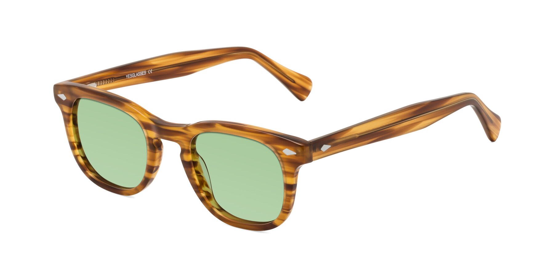 Angle of Tanna in Amber Striped with Medium Green Tinted Lenses