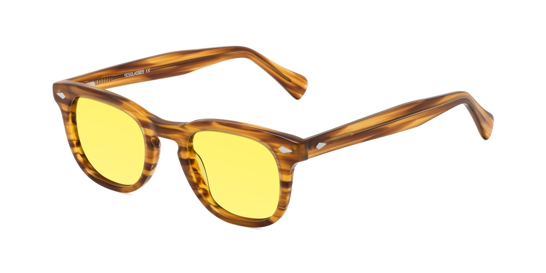 Angle of Tanna in Amber Striped with Medium Yellow Tinted Lenses