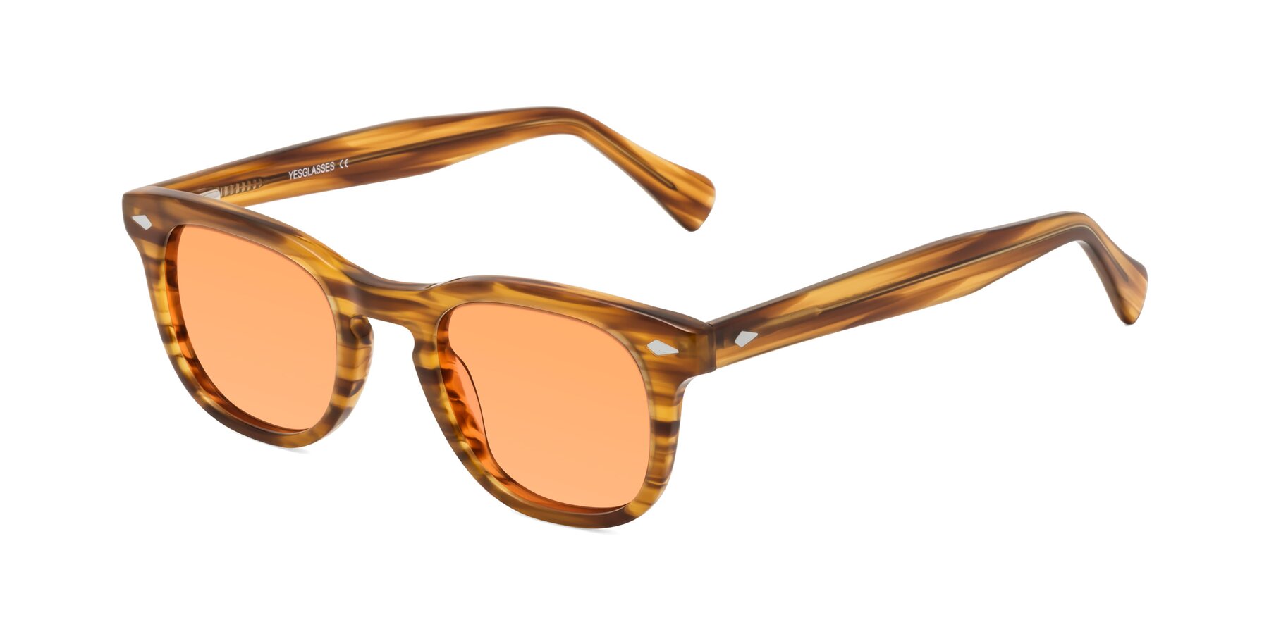 Angle of Tanna in Amber Striped with Medium Orange Tinted Lenses
