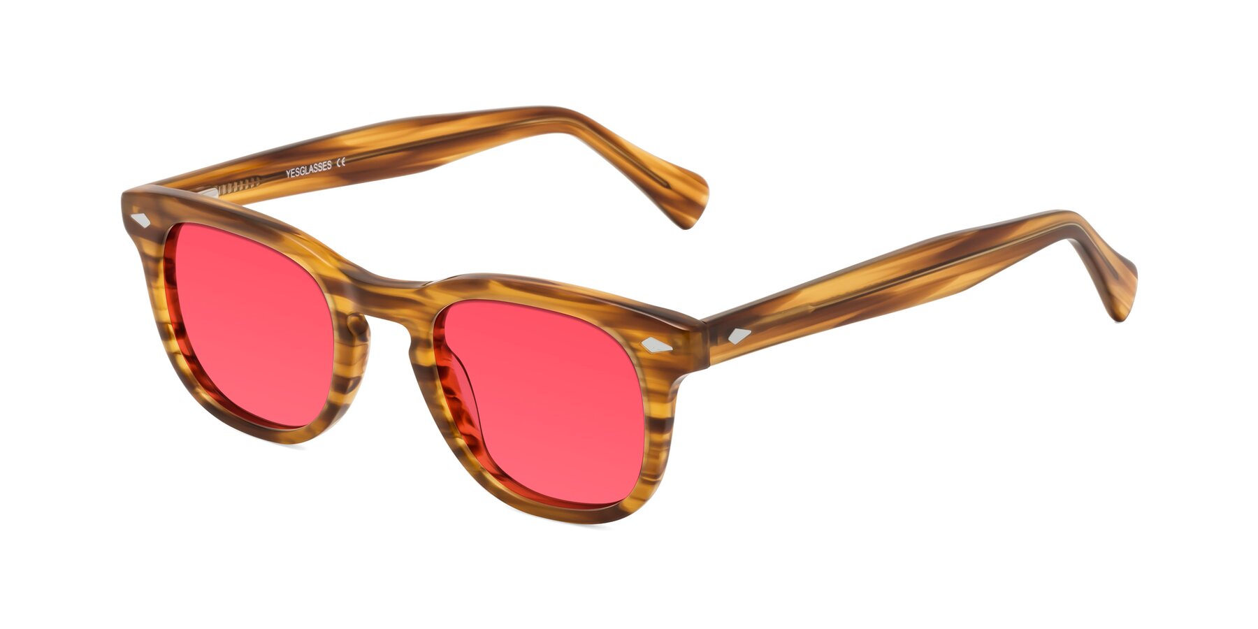 Angle of Tanna in Amber Striped with Red Tinted Lenses