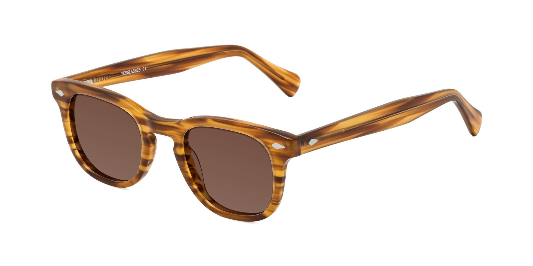 Angle of Tanna in Amber Striped with Brown Tinted Lenses