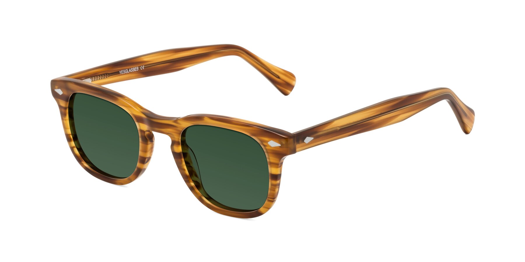 Angle of Tanna in Amber Striped with Green Tinted Lenses