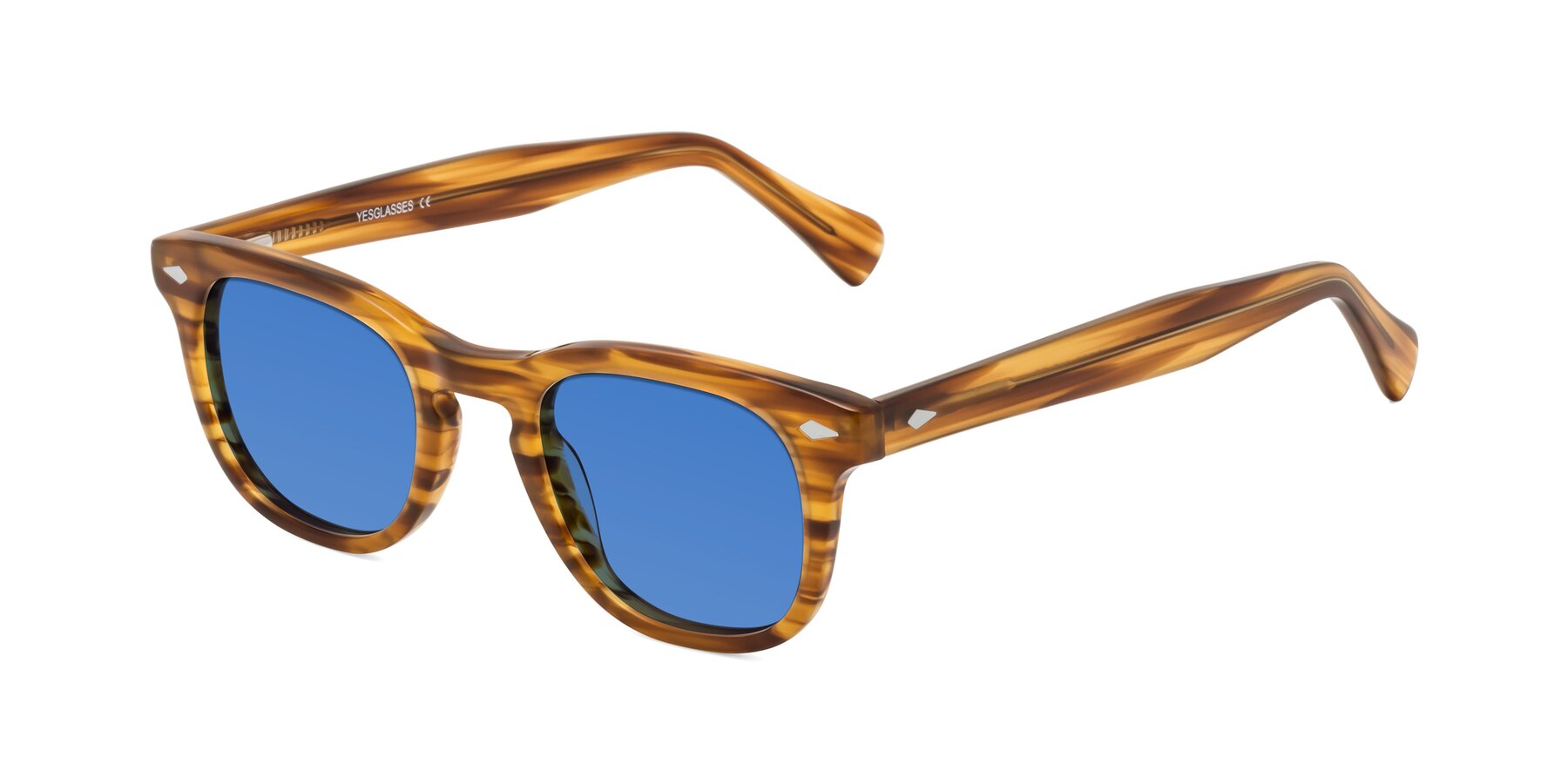 Angle of Tanna in Amber Striped with Blue Tinted Lenses