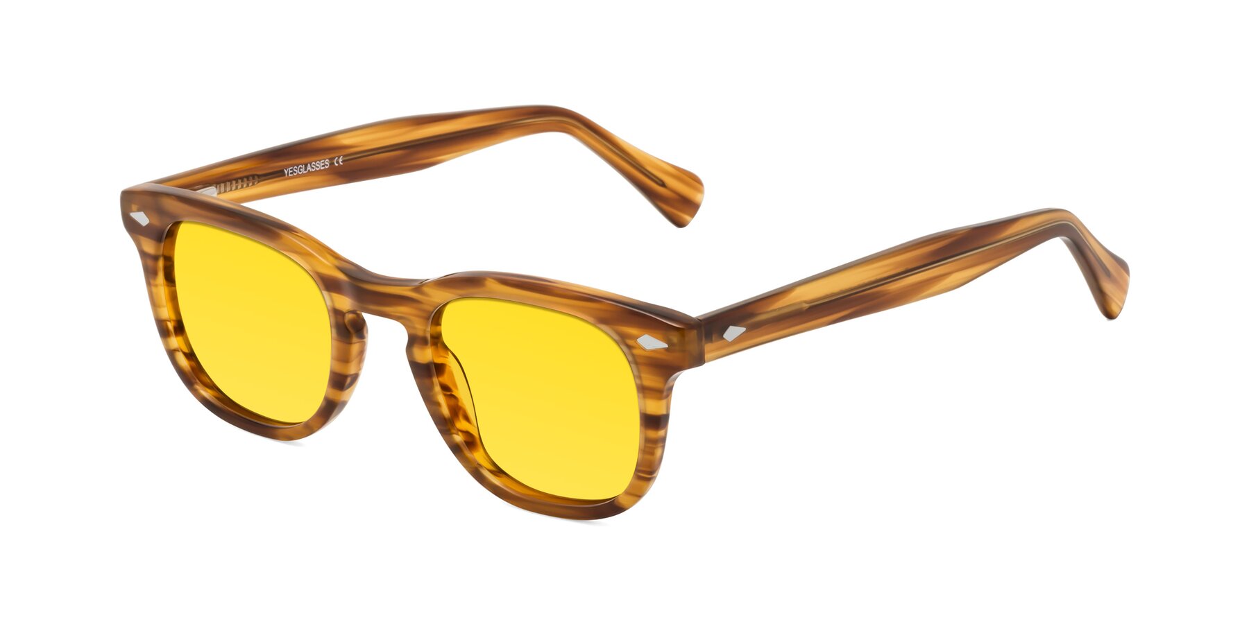 Angle of Tanna in Amber Striped with Yellow Tinted Lenses