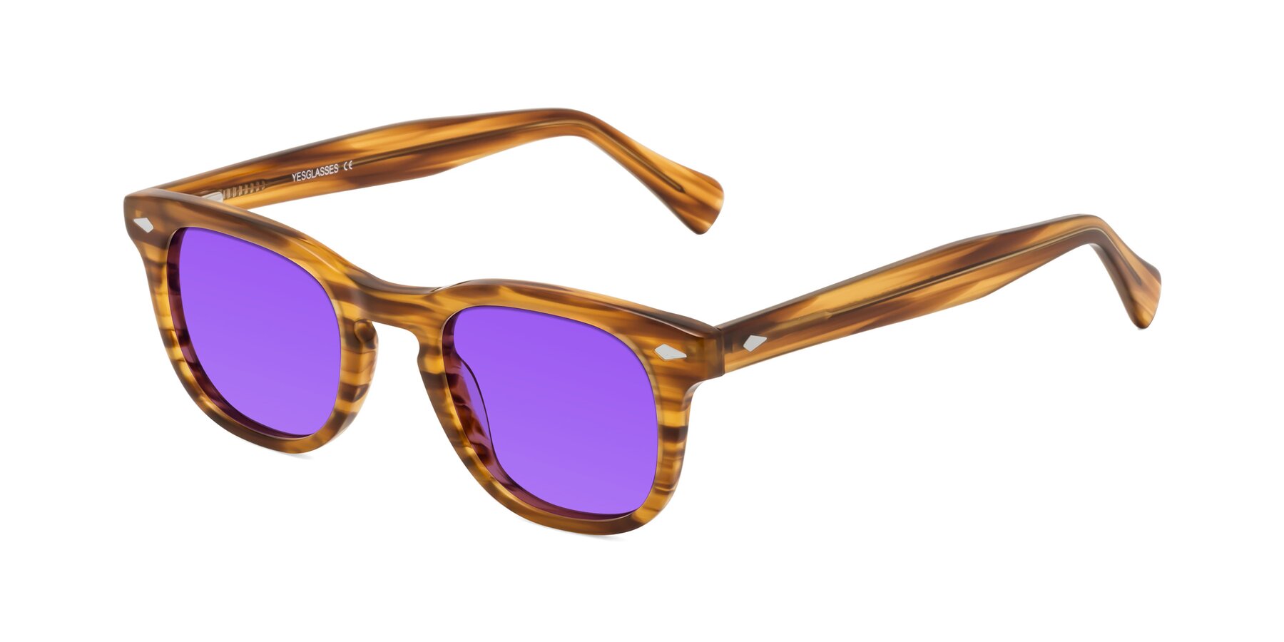 Angle of Tanna in Amber Striped with Purple Tinted Lenses