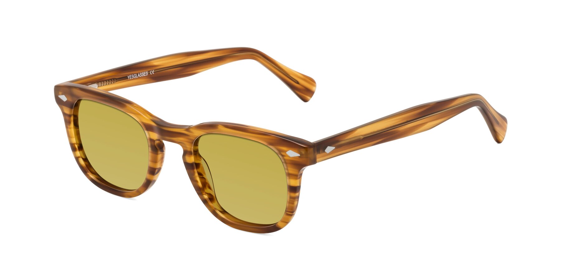 Angle of Tanna in Amber Striped with Champagne Tinted Lenses