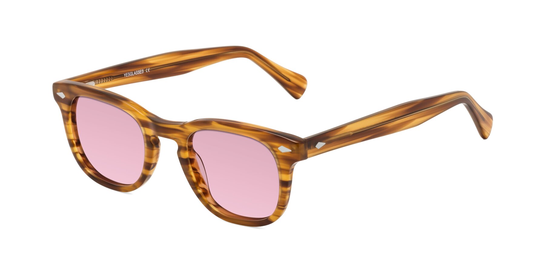 Angle of Tanna in Amber Striped with Light Wine Tinted Lenses