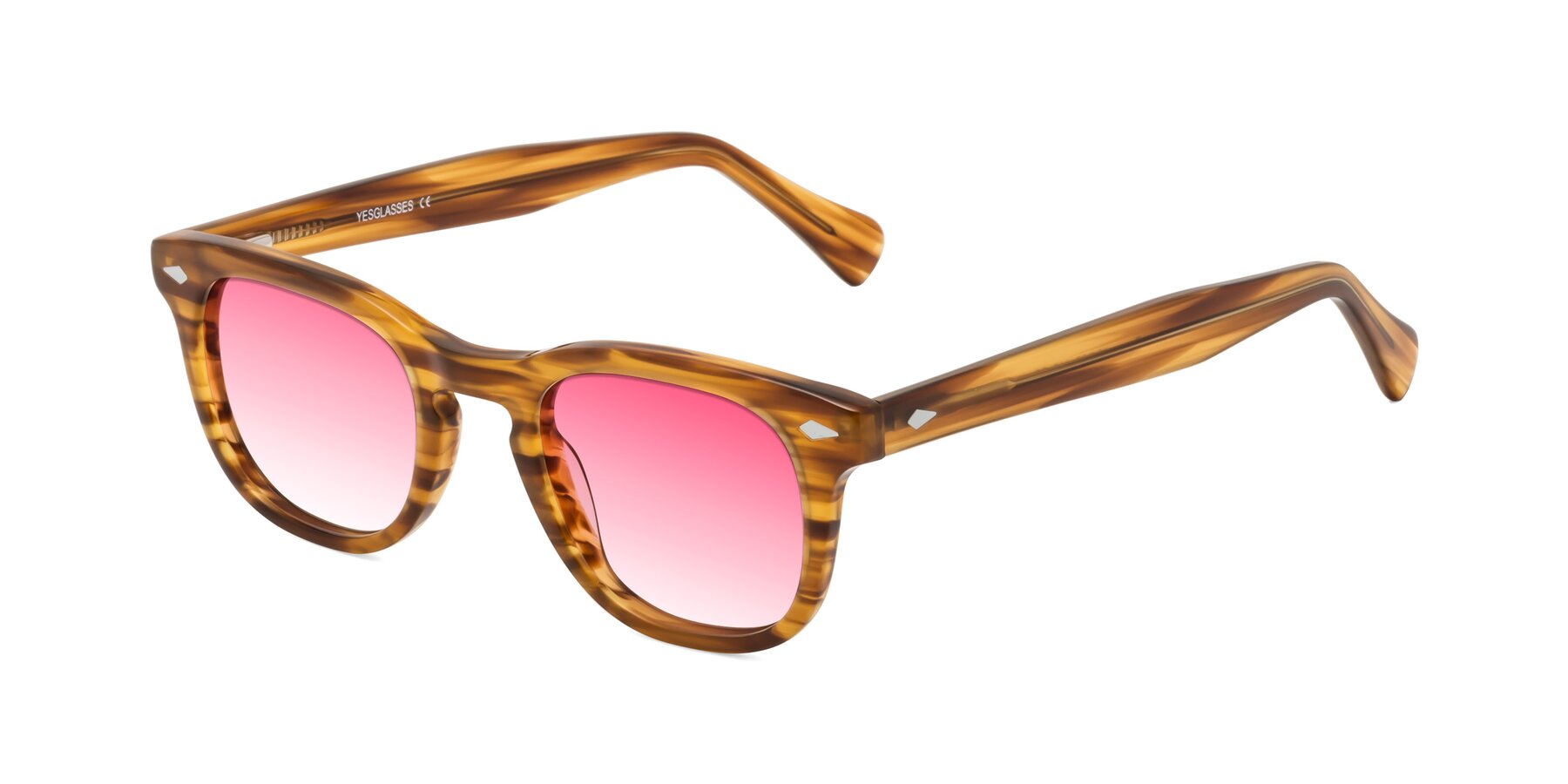Angle of Tanna in Amber Striped with Pink Gradient Lenses