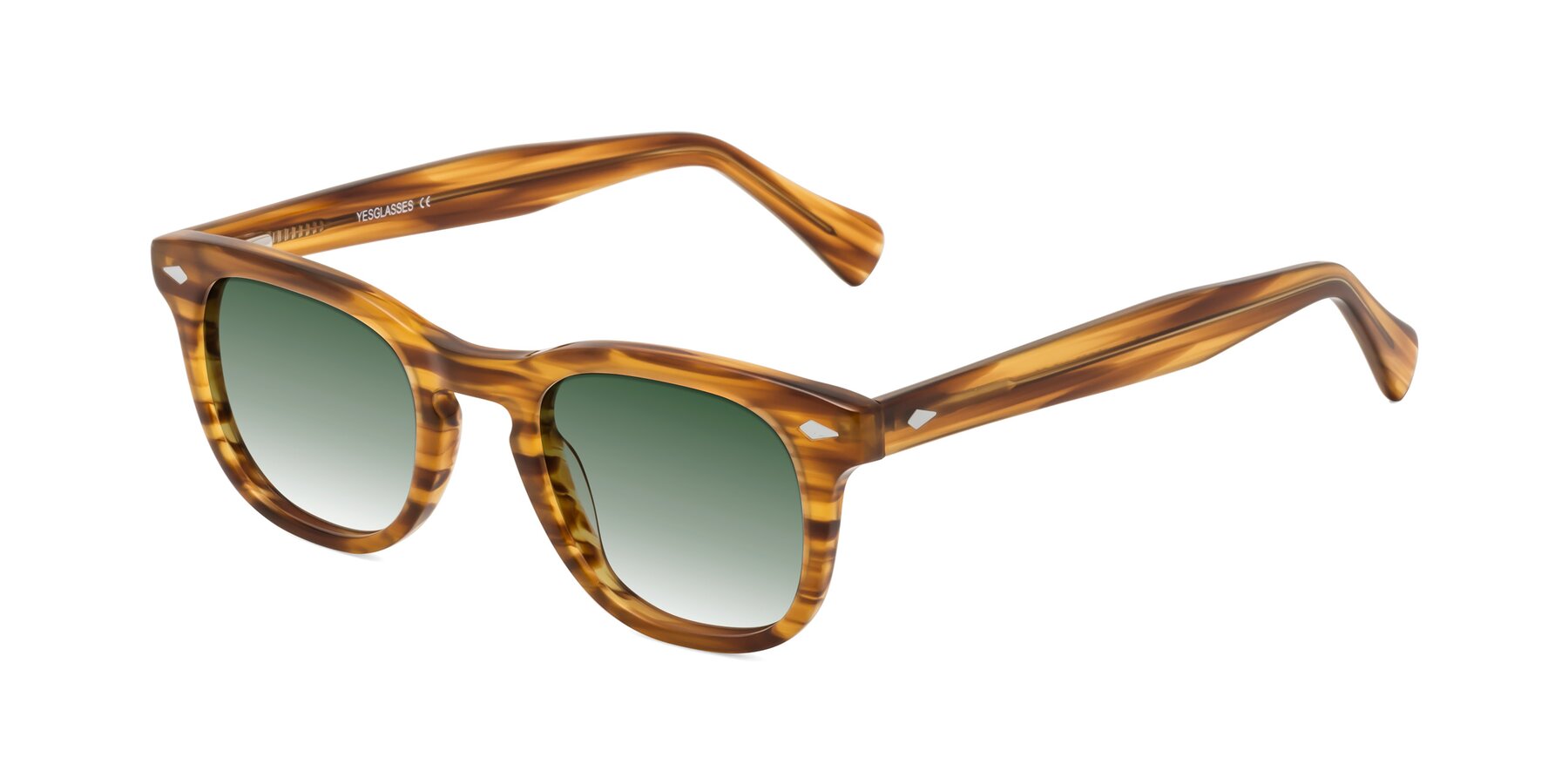 Angle of Tanna in Amber Striped with Green Gradient Lenses
