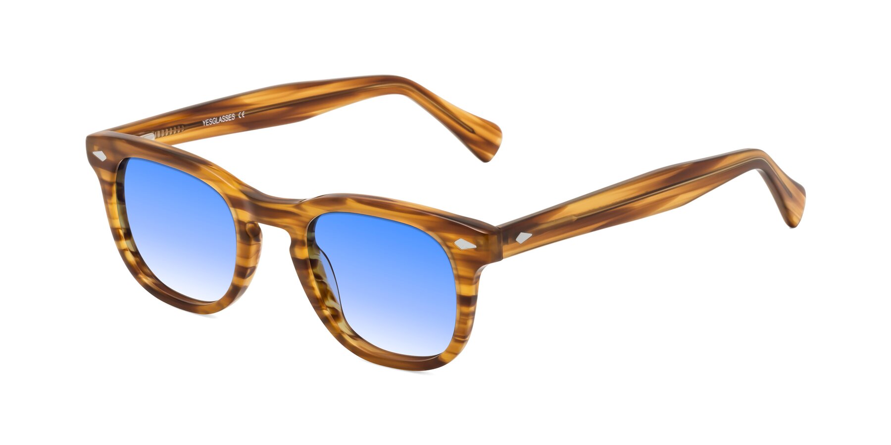 Angle of Tanna in Amber Striped with Blue Gradient Lenses