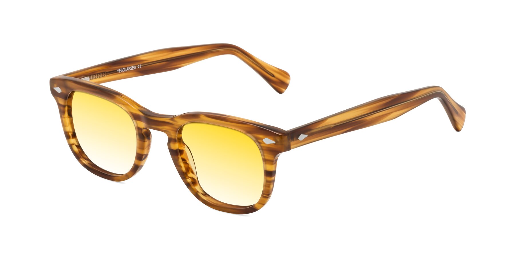 Angle of Tanna in Amber Striped with Yellow Gradient Lenses