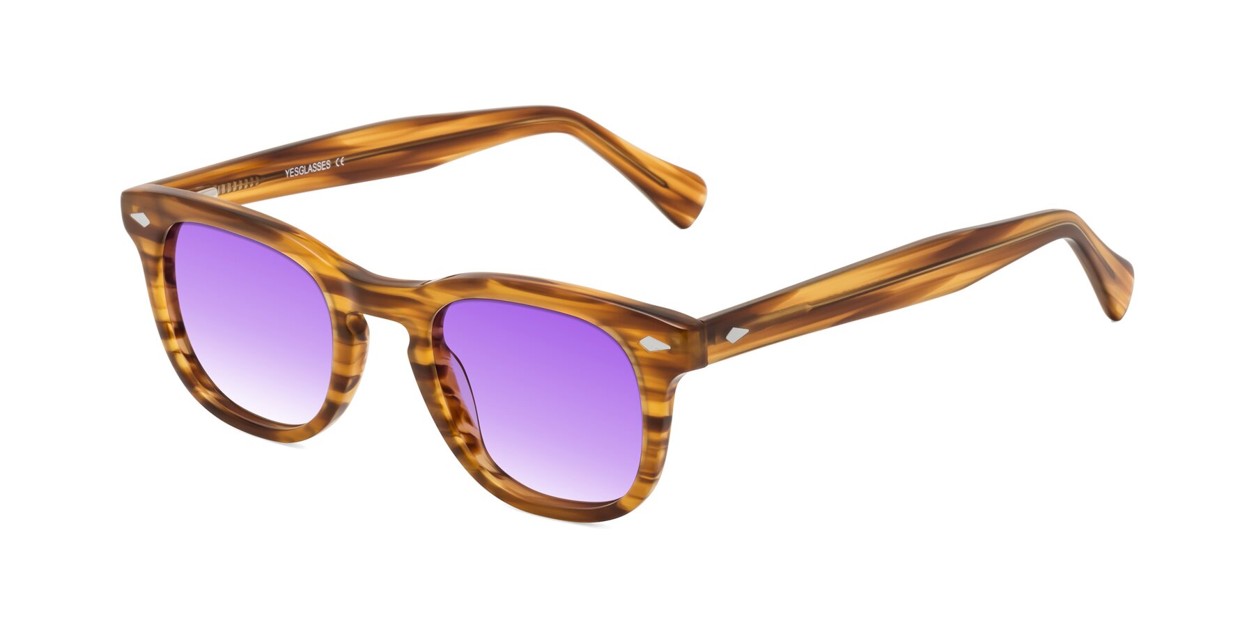Angle of Tanna in Amber Striped with Purple Gradient Lenses
