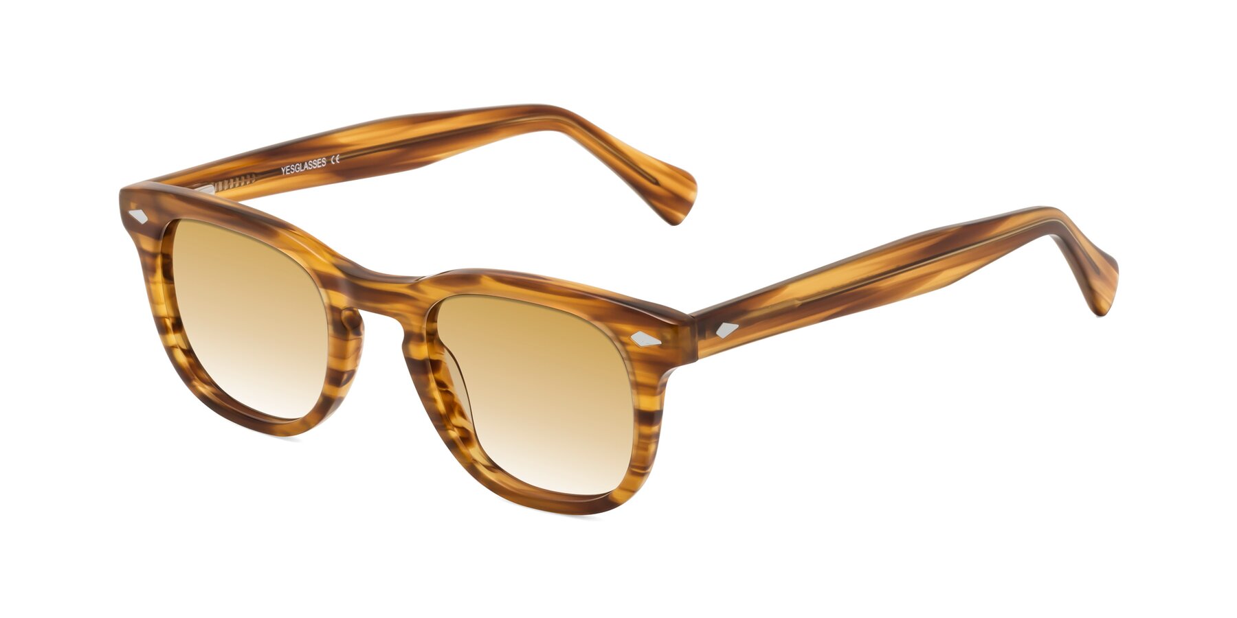Angle of Tanna in Amber Striped with Champagne Gradient Lenses