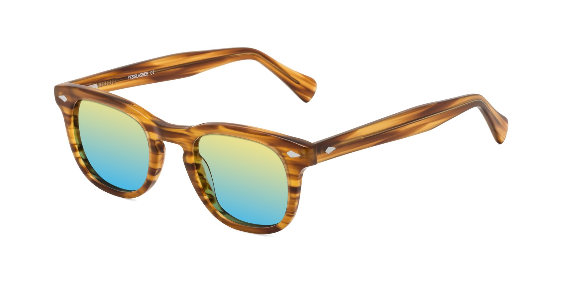 Angle of Tanna in Amber Striped with Yellow / Blue Gradient Lenses