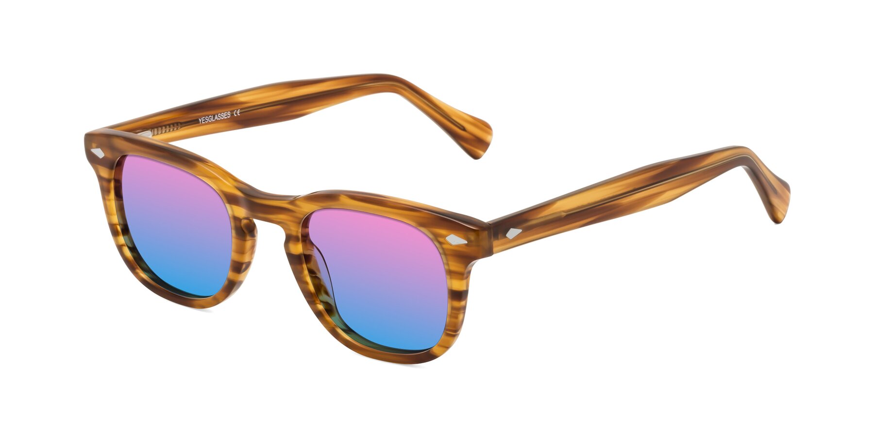 Angle of Tanna in Amber Striped with Pink / Blue Gradient Lenses