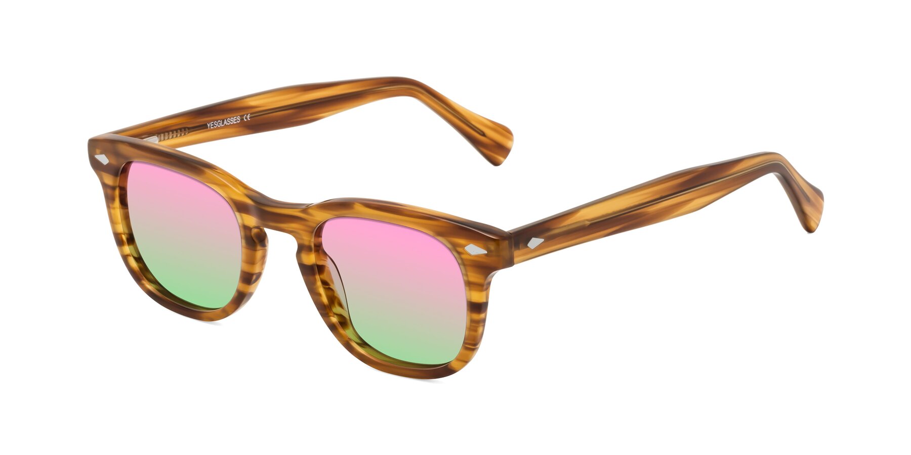 Angle of Tanna in Amber Striped with Pink / Green Gradient Lenses