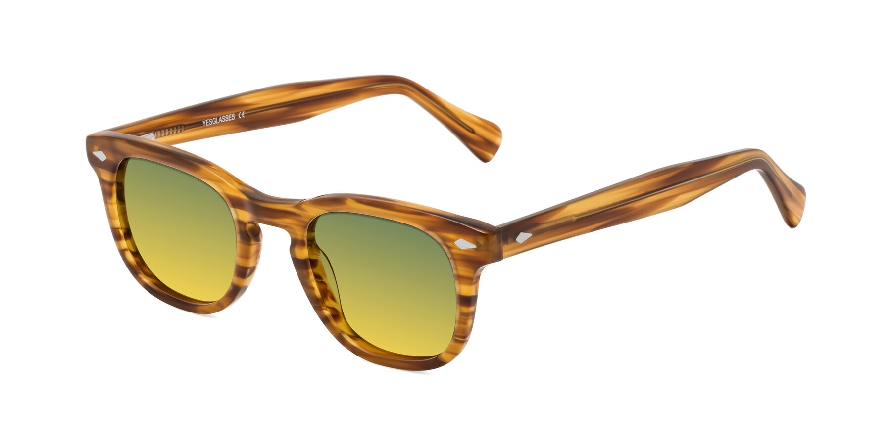 Angle of Tanna in Amber Striped with Green / Yellow Gradient Lenses