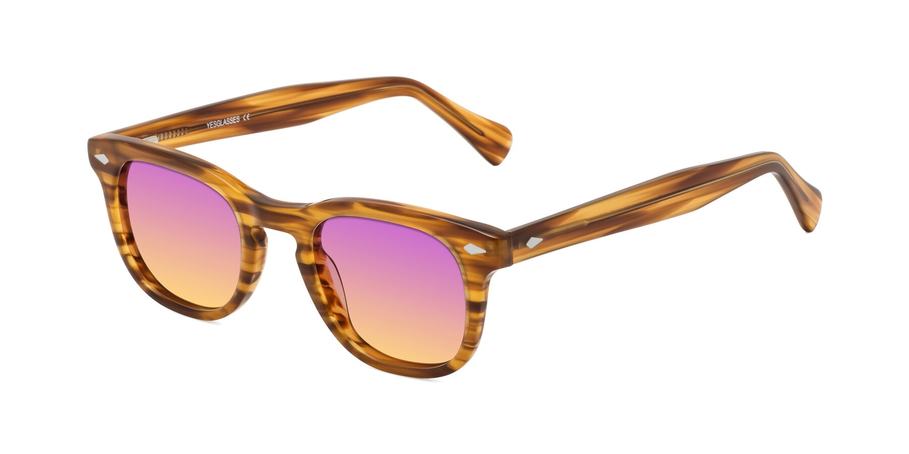 Angle of Tanna in Amber Striped with Purple / Yellow Gradient Lenses